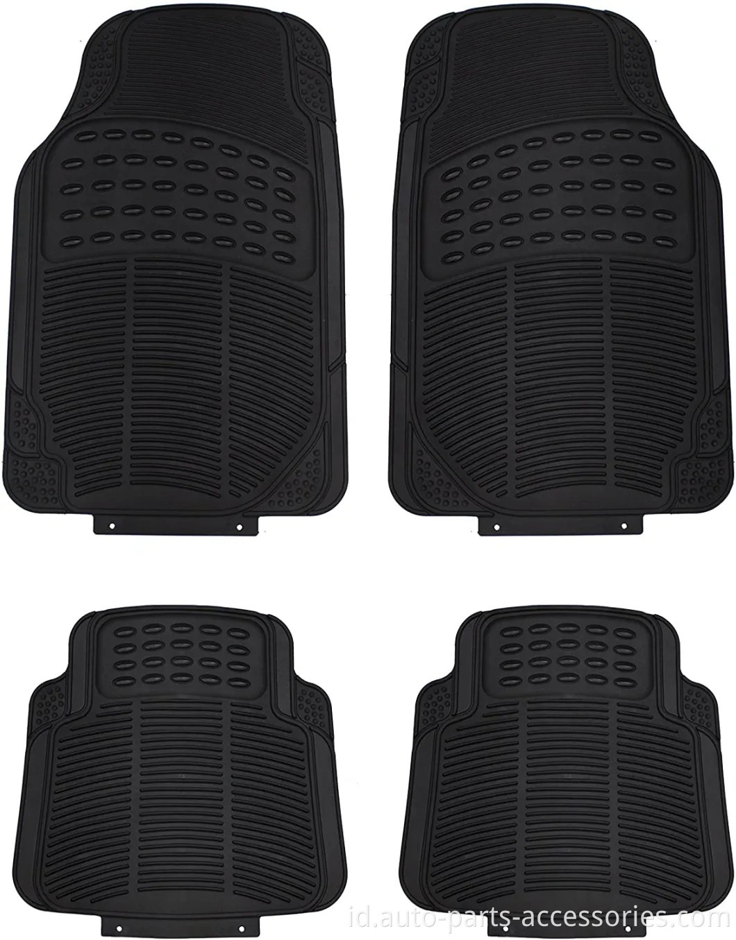 Tetapkan All-Season Heavy Duty Ridged Rubber Floor Mat untuk mobil, SUV, VAN & TRUCKS-Karpet Universal yang dapat dipangkas agar sesuai dengan kendaraan apa pun (Black 4-Pack)